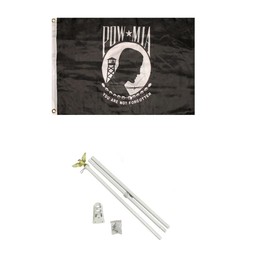 2x3 2'x3' POW MIA Powmia Prisoner of War Missing in Action Flag White Pole Kit