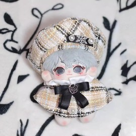 niannyyhouse 10cm Plush Clothes Poncho Hat Shawl Set Cotton Doll Dress Up Dress Up (Yellow)