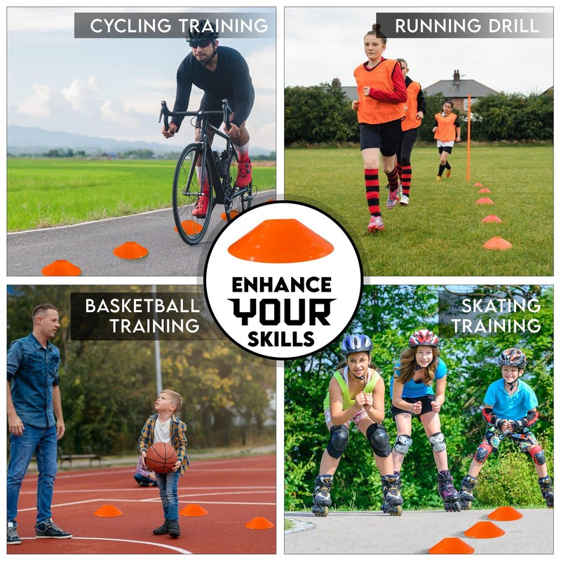 DOMTEK Footbal Cones Training for Kids – Stackable Flat Disc