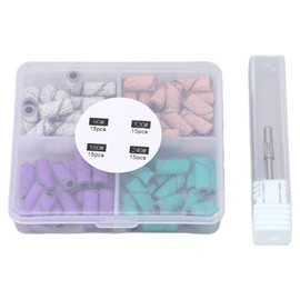 60pcs Nail Art Sanding Caps Dead Skin Removal Manicure Grinding Bands with Mandrel Bit
