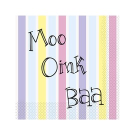 Cute Farm Animal Party Napkins, Pack of 16