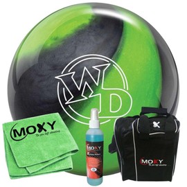 Bowlerstore Products Columbia 300 White Dot Lime/Swirl Bowling Ball | Moxy Strike Black Bowling Bag | Moxy Green Micro Fiber Towel | Moxy Xtreme Power Cleaner Package 9lbs