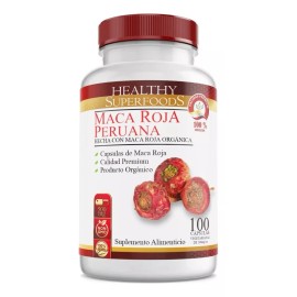 Maca Roja Pura Orgánica Premium, 100 Cápsulas de 500mg, Sabor Natural