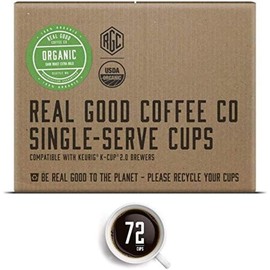 Real Good Coffee Company - Single Use Coffee Pods - Extra Dark Organic Coffee - Compatible with Keurig 2.0 Brewers and K-Cups - Recyclable Cups and Packaging - 72 Count