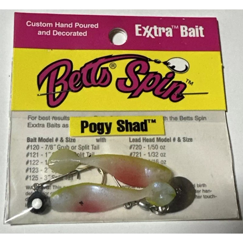 Betts Spin Pogy Shad Pearl Yellow