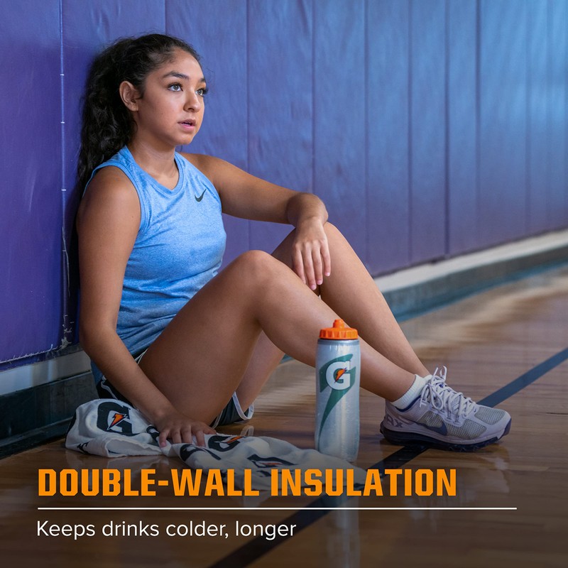 Gatorade Insulated Plastic Squeeze Bottle For Sports, Black, 30oz