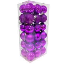 36PCS 3CM Christmas Baubles Christmas Balls Christmas Tree Decorations Mini Shatterproof Christmas Balls Hanging Ornaments for Home Xmas Party, Purple