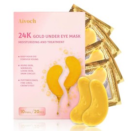 10 Pares De 20 Parches Dorados De 24 K Para Debajo De Los Ojos, Máscaras De Colágeno Para Ojeras E Hinchazón, Reducen Las Arrugas Y Los Ojos...       
