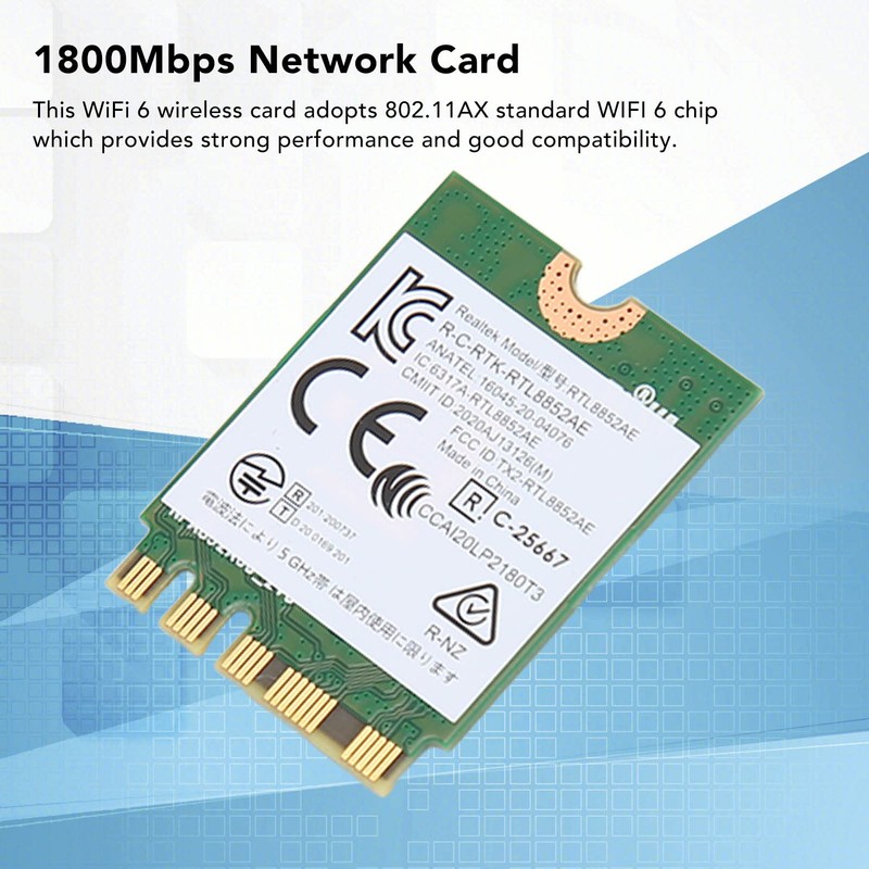 WiFi 6 Wireless Card, 802.11AX RTL8852AE WiFi Card, BT 5.2