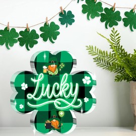 PVOPVO Irish Decor St Patricks Day Decorations, Irish Blessing Four Leaf Clover Decorations Gifts for Home Office Desk, Good Luck Gifts For Woman Mom Bestie Colleague