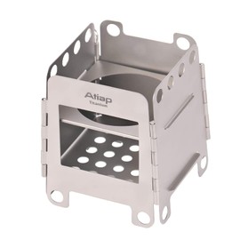 ATiAP Titanium Foldable Wood Burning Stove Portable for Outdoor Camping Picnic BBQ (Small)