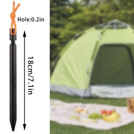 WIFUN 12 Pieces Tent Pegs, Y-shaped Heavy Duty Tent Pegs Aluminium Alloy Black Camping Tent Stake Nail with Reflective Rope for Camping, Outdoor, Beach and Hiking