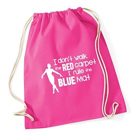 Hippowarehouse I Don't Walk the Red Carpet I Rule the Blue Mat Gymnastics Gymnast Drawstring Cotton School Gym Kid Bag Sack 37cm x 46cm, 12 litres