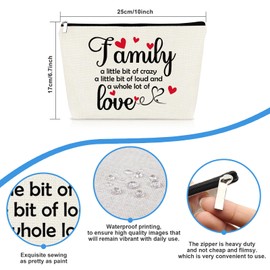 Family Friendship Gift Positive Theme Makeup Bag Christmas Birthday Wedding Gift for Daughter Sister Mom Aunt Niece Family Friends Encouragement Motivational Inspirational Gifts Cosmetic Bag Pouch