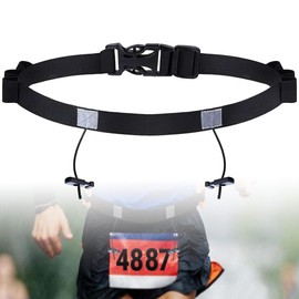 Triathlon Start Number Band Running Belt Running Belt Start Number Band Running Belt with Number Holder 6 Gel Holder Number Belt Elastic Belt Bag for Triathlon, Marathon, Running, Cycling (Black)