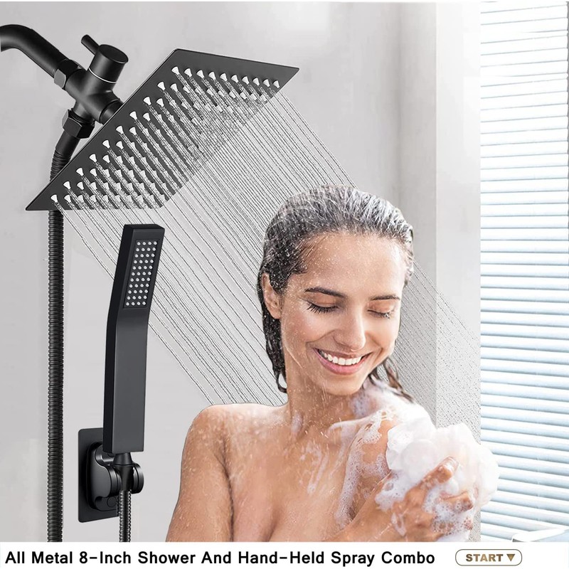 Shower Head with handheld, High Pressure 8'' Rain Shower Head/Brass