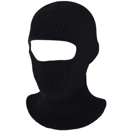 SATINIOR 1 Hole Ski Mask Winter Knitted Balaclava Warm Full Face Mask Cover Windproof Head Mask for Men Women Sports Outdoor(Large,Black)
