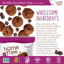 Homefree Treats You Can Trust Gluten Free Mini Cookies, Single Serve, Double Chocolate Chip, 0.95 Ounce (Pack of 30)