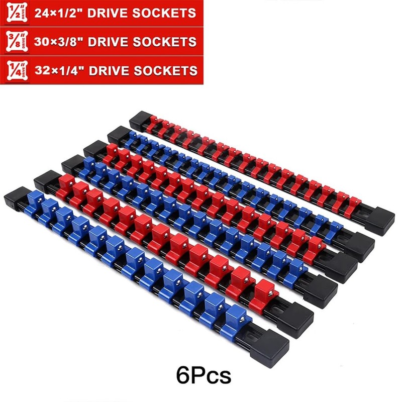 AIXXCUVQ 6pcs/Set 6Pack Socket Organizer Storage Set Socket Organizer Holder
