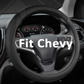 West Llama Customized Auto Car Steering Wheel Cover for Chevy Silverado,Tahoe,Equinox,Traverse,Trailblazer,Colorado(Black - Standard Size)