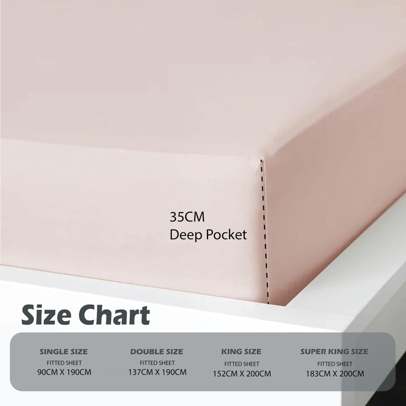 Ev Dekor Single Fitted Sheet Blush,Pink - Deep Pocket Bedsheet