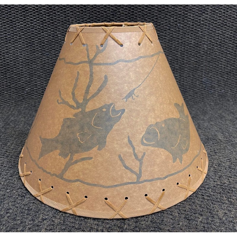 Rustic Oiled Kraft Laced Fish Lamp Shade - 14"