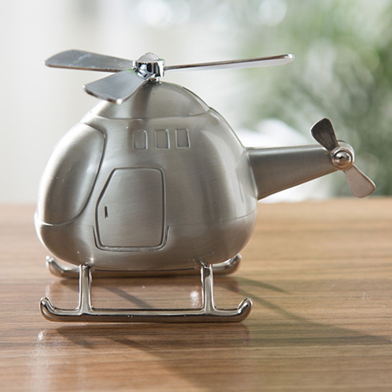 Helicopter Coin Bank Decorative Metal Money Saving Bank Coin Jar