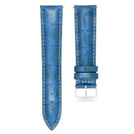 Ewatchparts 22mm Leather Watch Band Strap Compatible With Montblanc Watch Light Blue With White Stitching