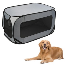 94 x 53 x 53 cm Dog Transport Box Foldable Pop-Up Transport Box Dog Cat Sturdy Transport Box Oxford Fabric Dog Box Car Dog Bag Portable Dog Transport Boxes for Cats and Dogs up to 29.5 kg, Grey