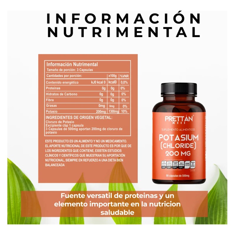 Cloruro De Potasio Suplemento 200mg 90 Cpsulas Prettan Na