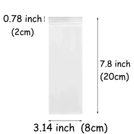 100 Count Clear Resealable Tall Thin Zip Bags, Long Thin Ziplock Bags - 3.1" x 7.8" (8 x 20 cm)