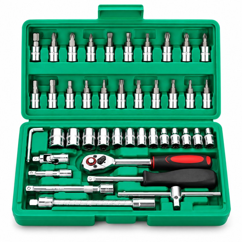46-Piece 1/4-Inch Drive Mechanic Tool Set – Metric & Inch