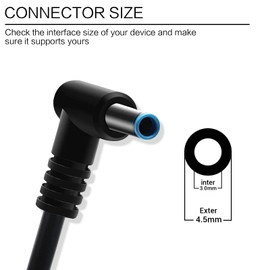 19.5V2.31A 45W Laptop Charger for HP Pavilion gaming 15 17 Elitebook 820 830 840 850 745 Envy 13 ProBook 430 440 450 250 630 635 Spectre X360 13 14 15 741727-001 HSTNN-DA40 AC Adapter(4.5 * 3.0mm)