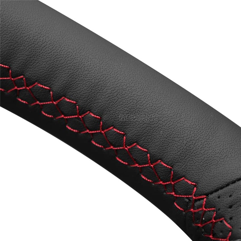 MEWANT Hand Stitched Genuine Leather Steering Wheel Cover for Subaru