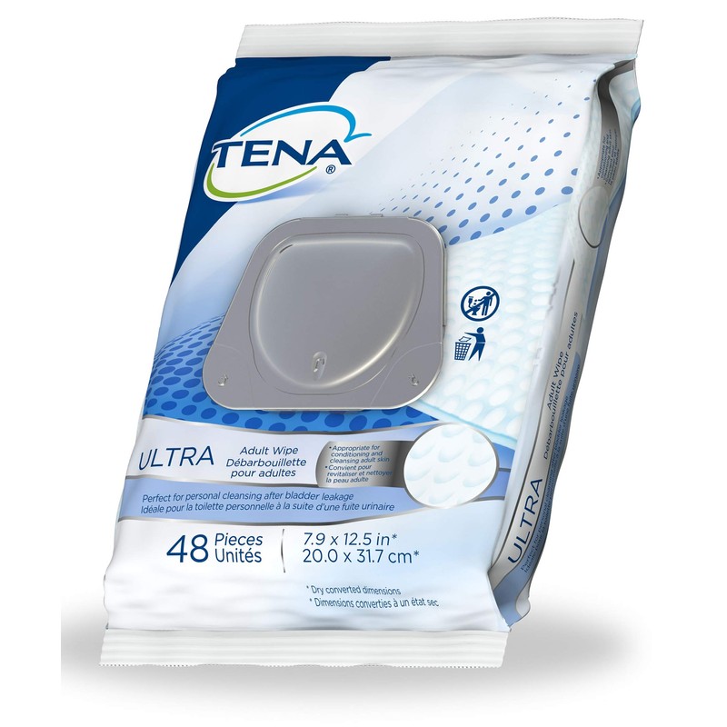 Tena Ultra Incontinence Adult Wipe, 48 Count (Pack of 2)