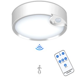 Yurnero Battery Operated Lights Ceiling Light with 400LM Dimmable 3000K/6000K-Battery Powered Ceiling Light for Shower Closets Corridor Laundry Stairs Garage Porch Bathroom