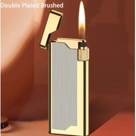 The Vintatge Lighter Premium Soft Flame Butane Lighter - Sophisticated Flint wheel Pocket Lighter - Gold Brushed