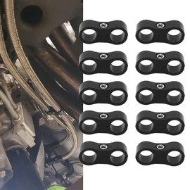 Fuel Line Mounting Clamps, 10PCS 6AN Fuel Tubing Mounting Clamps, Aluminum Alloy Hose Separator Fuel Line Clamps For 3/8in Fuel Line
