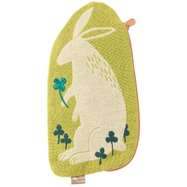 Kusunobashi Crest Woven Morita MiW Pouch, Rabbit Green, A-66643-90-G, 8.7 x 5.1 inches (22 x 13 cm)