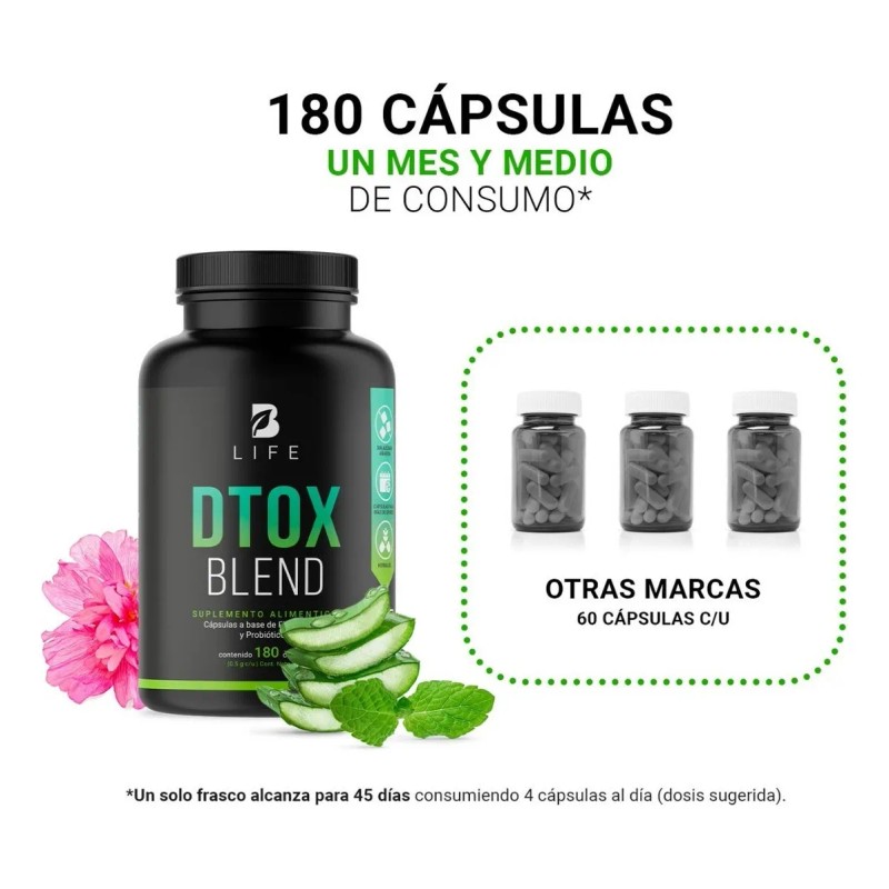 Detox Natural De 180 Cápsulas, Dtox Blend B Life