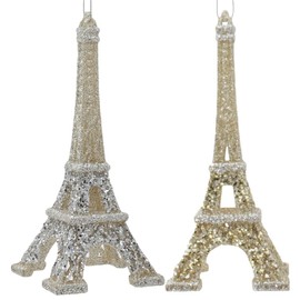 Light Gold and Silver Eiffel Tower Ornaments, 2 Assorted