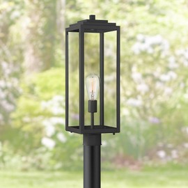 John Timberland Titan Modern Outdoor Post Light Fixture Mystic Black 21 3/4" Clear Glass Panel for Exterior Barn Deck House Porch Yard Patio Outside Garage Front Door Garden Home Roof Lawn