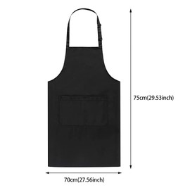 Parthan Pack of 4 Black Chefs Apron, Adjustable Apron for Men and Women, Apron with Pocket for Home Cooking, Baking, Garden, BBQ, Cooking Apron (Black), Ferrous