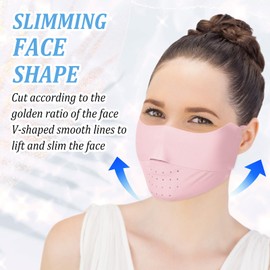 HJZHII 2PCS UV Face Mask, UPF50+ Face Mask Sun Protection Ice Silk Sun Masks Washable Faces Cover Adjustable Loop for Outdoor(Pink)