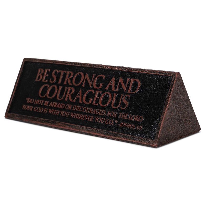 Lighthouse Christian Products Strong and Courageous Reminder Hammered Copper 6.5