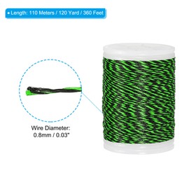 PATIKIL Archery Bow String Serving Thread 120 Yard/110M, 0.03" / 0.8mm Dia Bowstring Thread for Tying Peep Sight Nock Compound Recurve Bow, Green Black