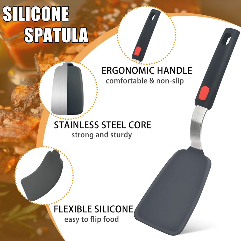 Silicone Spatula Turner Set of 3, Beijiyi 600°F Heat Resistant