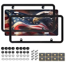 Sjdakj 2 Pack Clear License Plate Covers and Frames Combo, Car License Plates Shields Holder Front Rear Protector with Screws Caps, fits Any US Plates