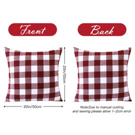 Ohok Decorative Vintage Cushion Cover, Polyester Linen Plaid Decorative Cushion Covers, Decorative Sofa Cushion, Couch Cushion Cover Set for Bedroom, Living Room, Sofa, Couch, Car (50 x 50 cm, 1