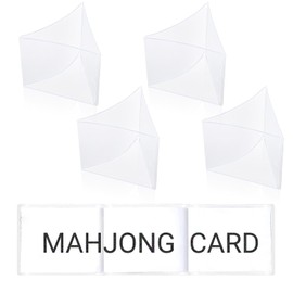 4 Pcs Mahjong Card Holder, Clear Frosted Mahjong Card Protector Cover Holder Size(6 1/8”x4 3/4”) Compatible with Mahjong Cards, Plastic Card Holder Mahjong Accessories